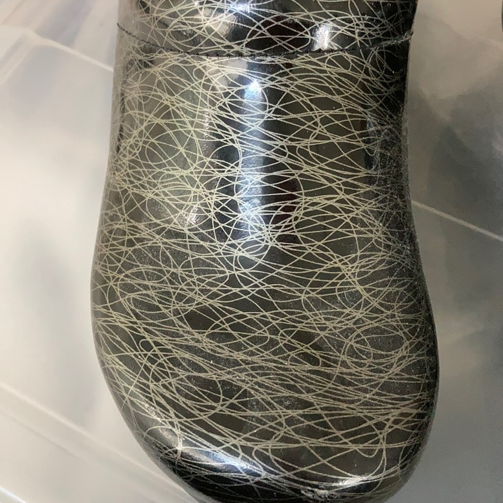 Dansko Black And Silver Scribble Pattern Clogs - image 2